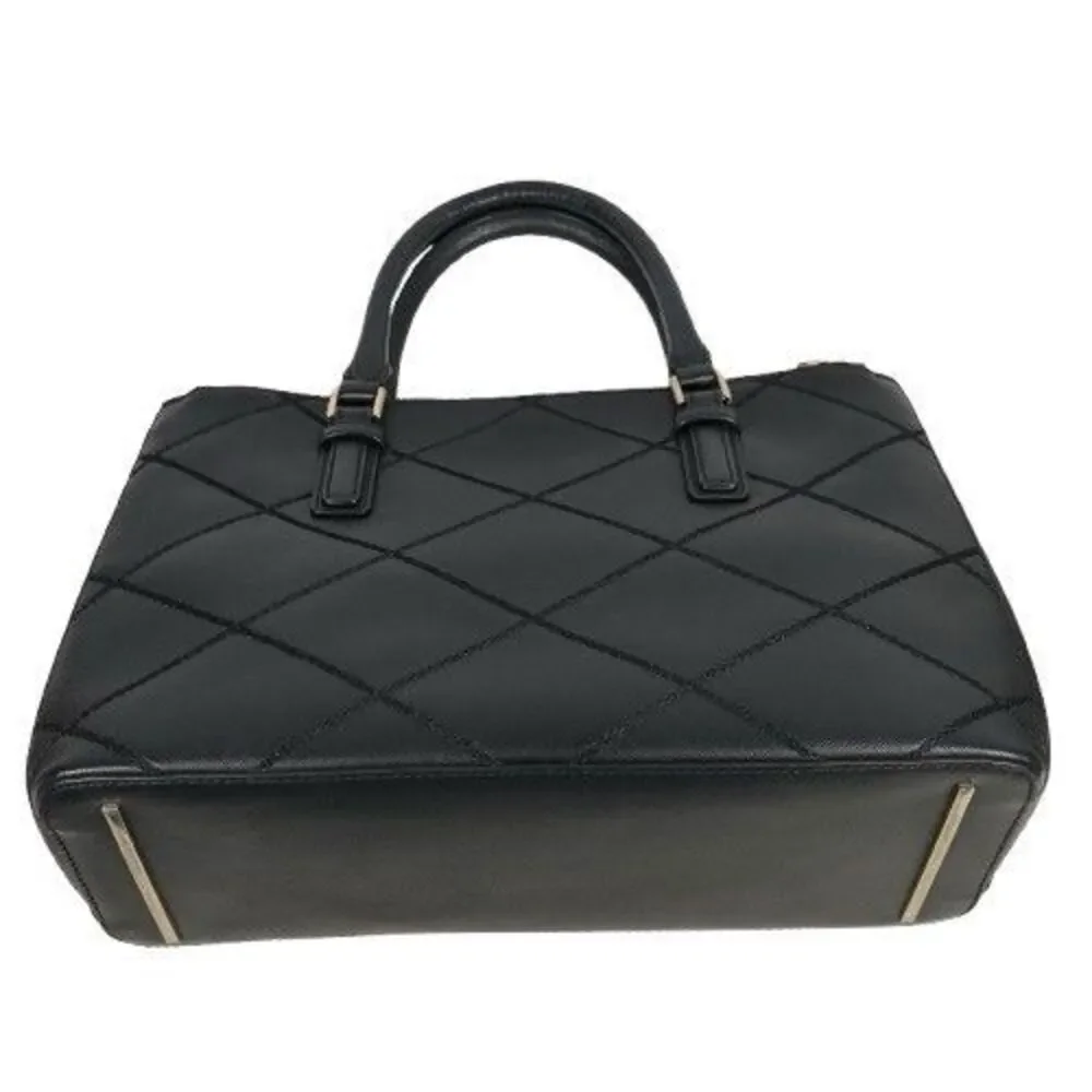 Tory Burch Robinson Black Wild Stitch Leather Double Zip Tote Shoulder Bag Purse